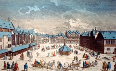View of Liebfrauenberg Square in Winter, Frankfurt am Main, 1738 by Salomon Kleiner